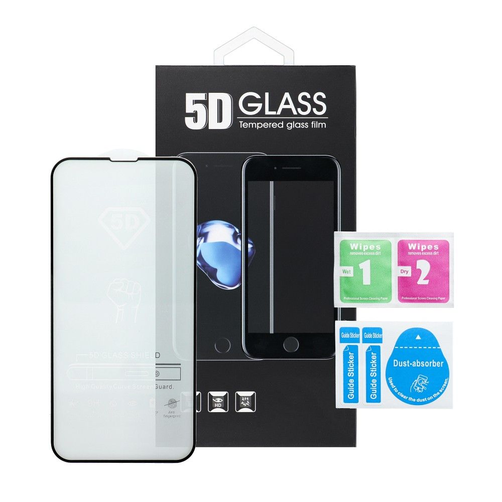 Xiaomi Mi 11 Lite 4G / Mi 11 Lite 5G fekete Edzett Előlapi 5D Üvegfólia Full Glue (Teljes Felületen Ragad)