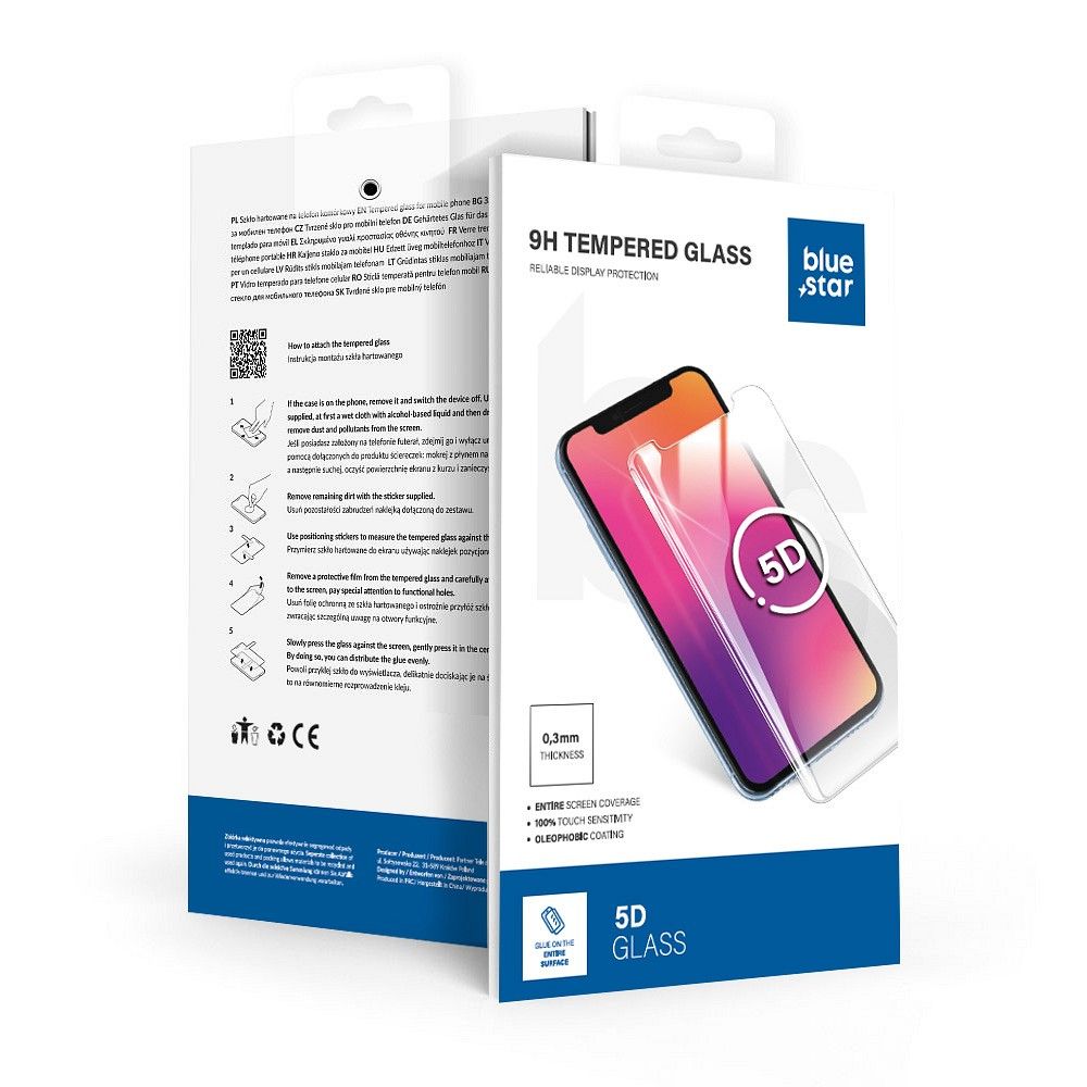 HUAWEI P60 Pro (teljes ragasztás/kis méret) fekete Blue Star Edzett Üveg