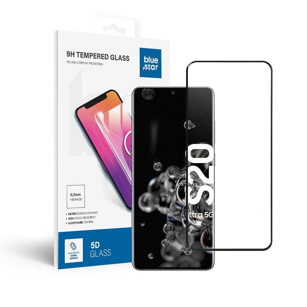 SAMSUNG Galaxy S20 Ultra Blue Star 5D, Full Glue Tokbarát Üveg (Teljes Felületen Ragad)