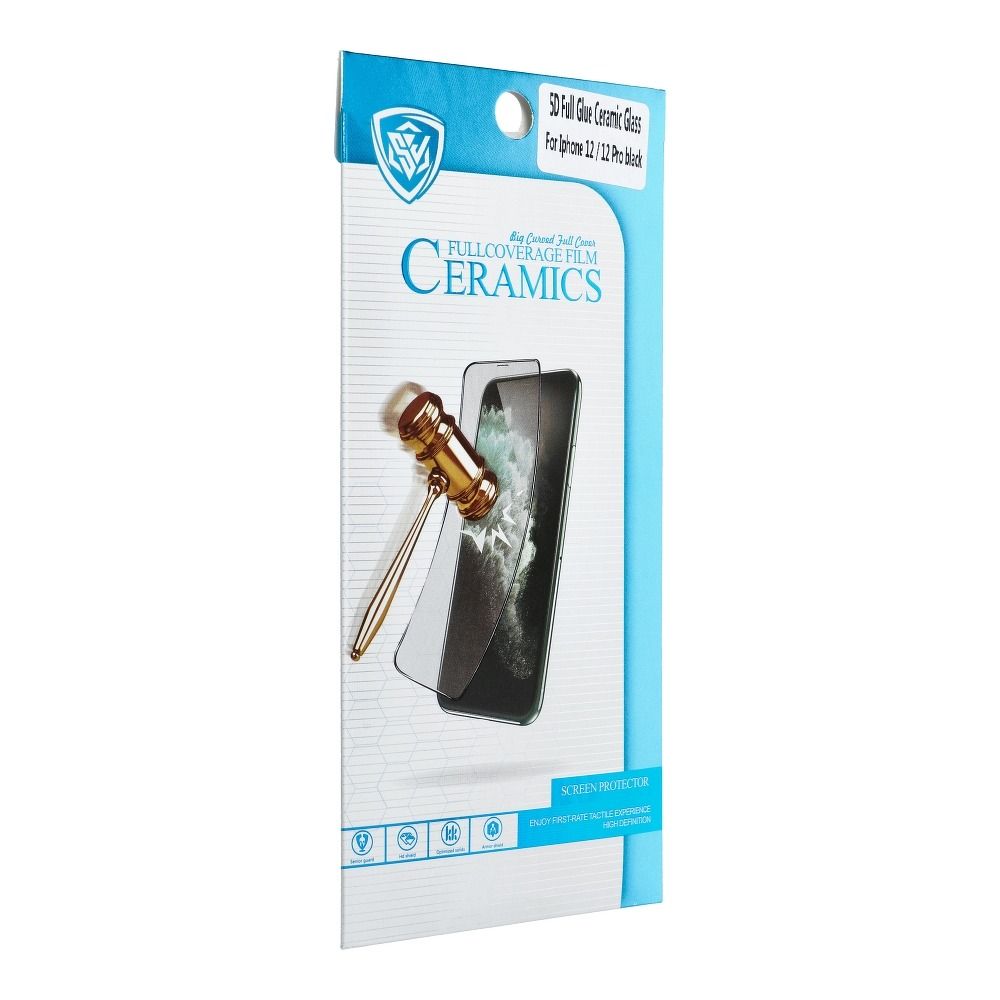 iPhone 12 Pro Max fekete 5D, Full Glue Kerámia (Teljes Felületen Ragad)