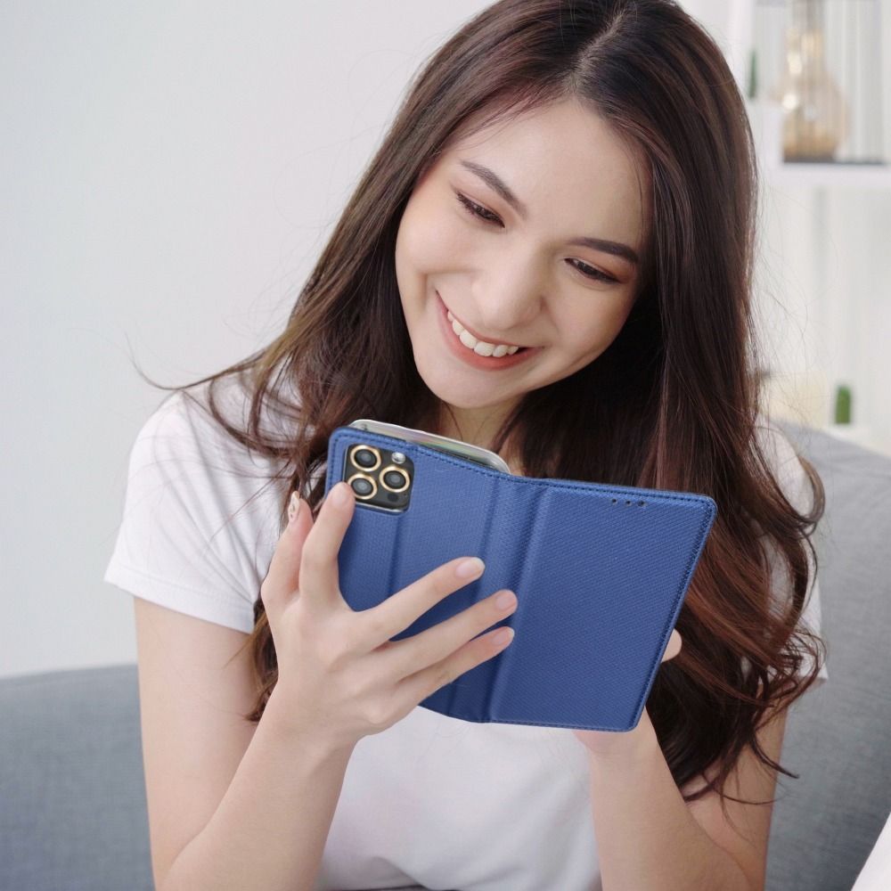 IPHONE 13 sötétkék mágneses könyvtok SMART
