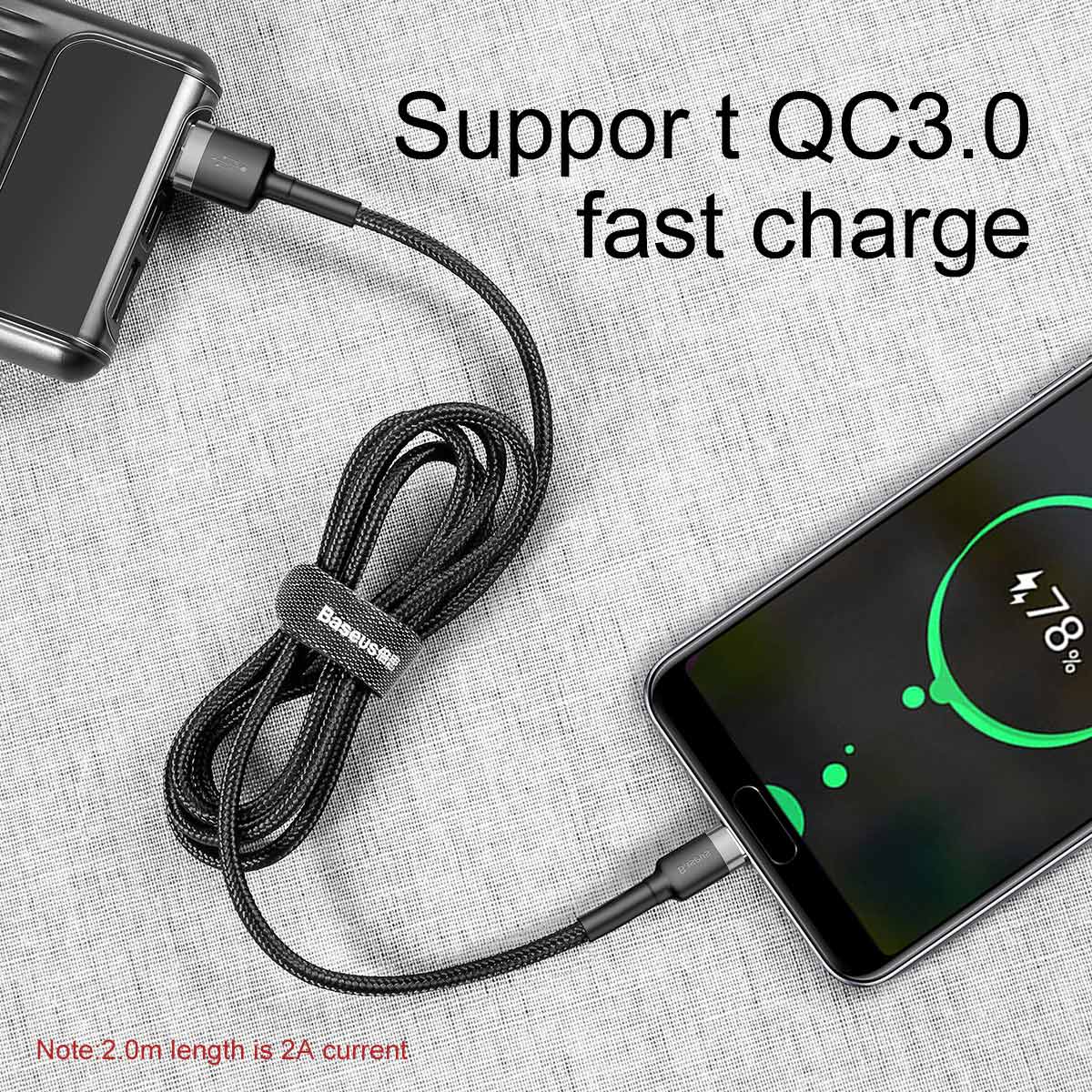 Baseus kábel Cafule USB - USB-C 1,0 m 3A szürke-fekete
