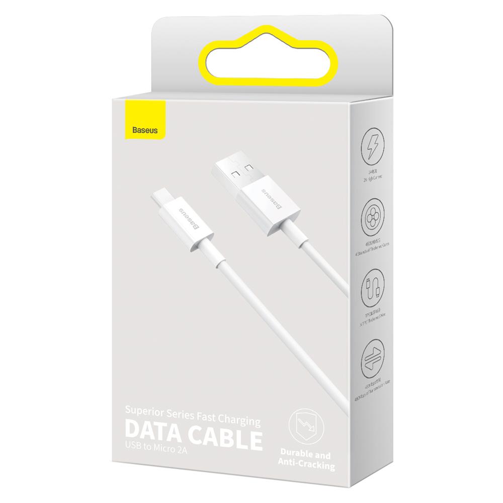 Baseus kábel Superior USB - microUSB 2,0 m 2,0A fehér
