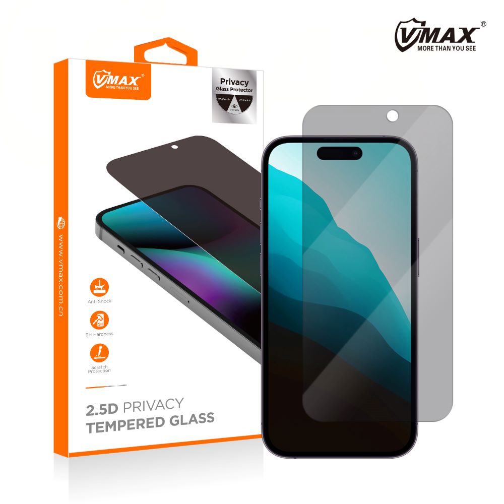 Samsung Galaxy A14 4G / 5G Vmax edzett 0,33mm 2,5D átlátszó privacy (betekintésgátló) üvegfólia