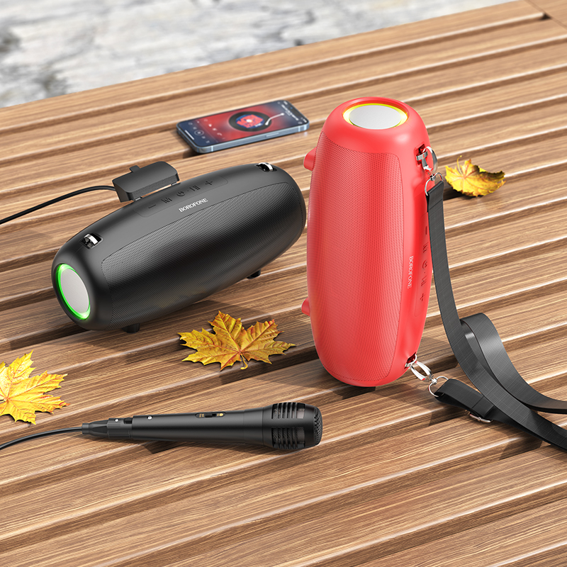 Borofone hordozható Bluetooth hangszóró BP13 Dazzling mikrofonnal piros