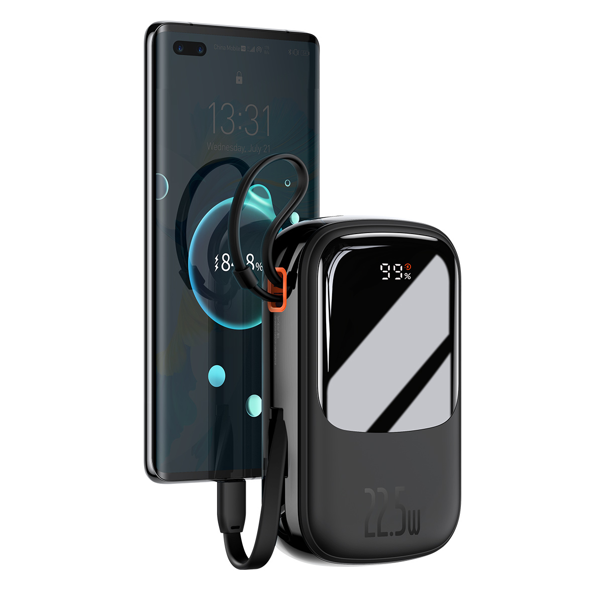 Baseus power bank 20000mAh Qpow Pro - USB + Type C - PD 22,5W Type C kábellel (PPQD060301) fekete