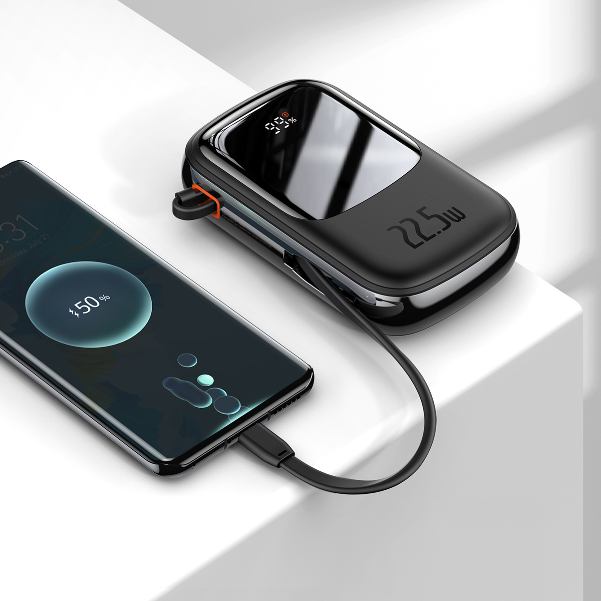 Baseus power bank 20000mAh Qpow Pro - USB + Type C - PD 22,5W Type C kábellel (PPQD060301) fekete