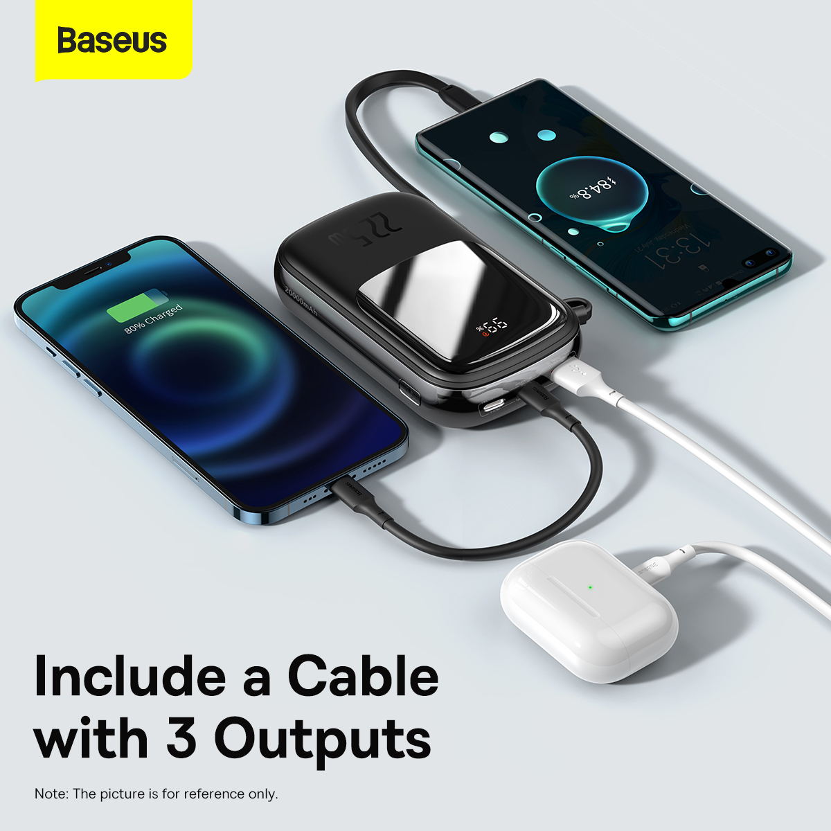 Baseus power bank 20000mAh Qpow Pro - USB + Type C - PD 22,5W Type C kábellel (PPQD060301) fekete