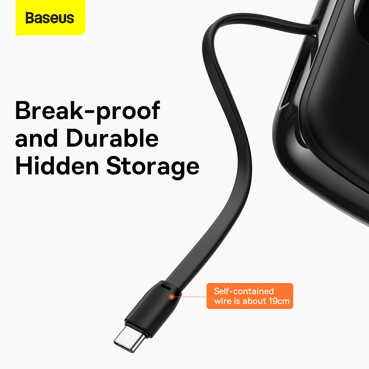 Baseus power bank 20000mAh Qpow Pro - USB + Type C - PD 22,5W Type C kábellel (PPQD060301) fekete