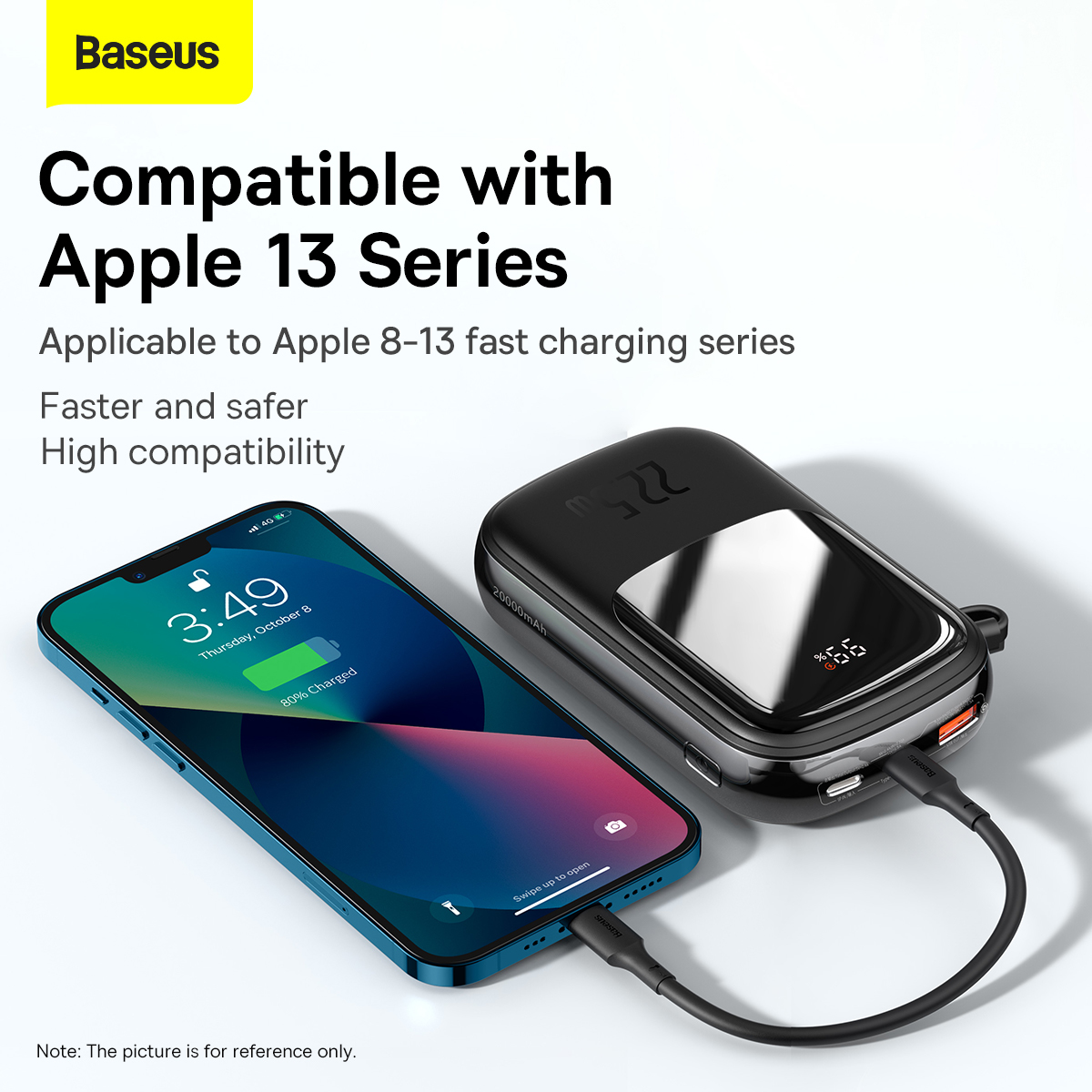 Baseus power bank 20000mAh Qpow Pro - USB + Type C - PD 22,5W Type C kábellel (PPQD060301) fekete