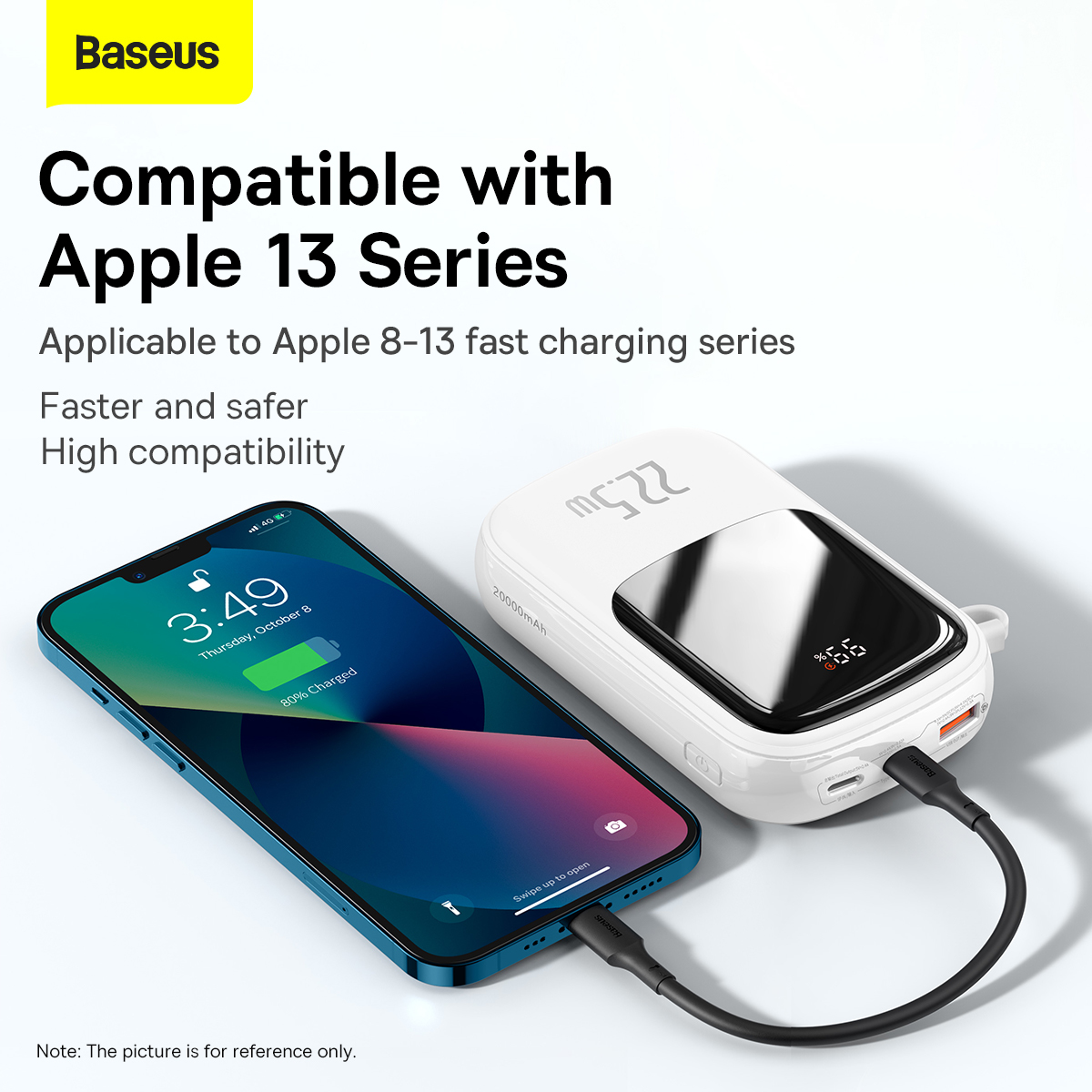 Baseus power bank 20000mAh Qpow Pro - USB + Type C - PD 22,5W Type C kábellel (PPQD060302) fehér