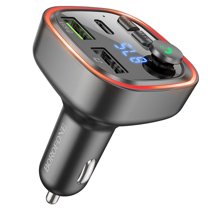 Borofone FM Transzmitter BC48 Broad MP3, Bluetooth - 2xUSB + Type C - QC 3.0 18W fekete