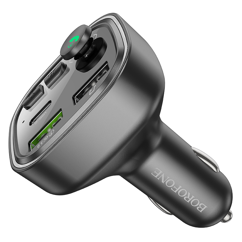 Borofone FM Transzmitter BC48 Broad MP3, Bluetooth - 2xUSB + Type C - QC 3.0 18W fekete