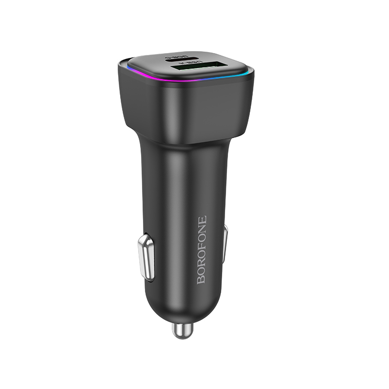Borofone autós töltő BZ28A Trophie - USB + Type C - QC 3.0 PD 30W 3A fekete