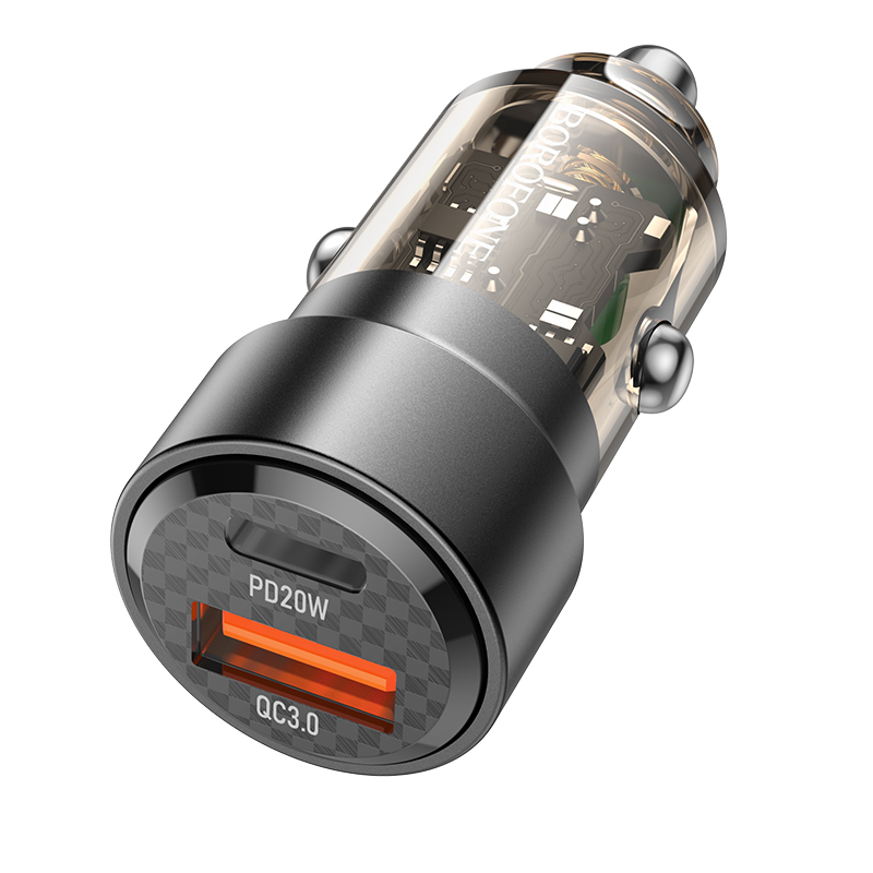 Borofone autós töltő BZ20 Smart - USB + Type C - QC 3.0 PD 38W fekete