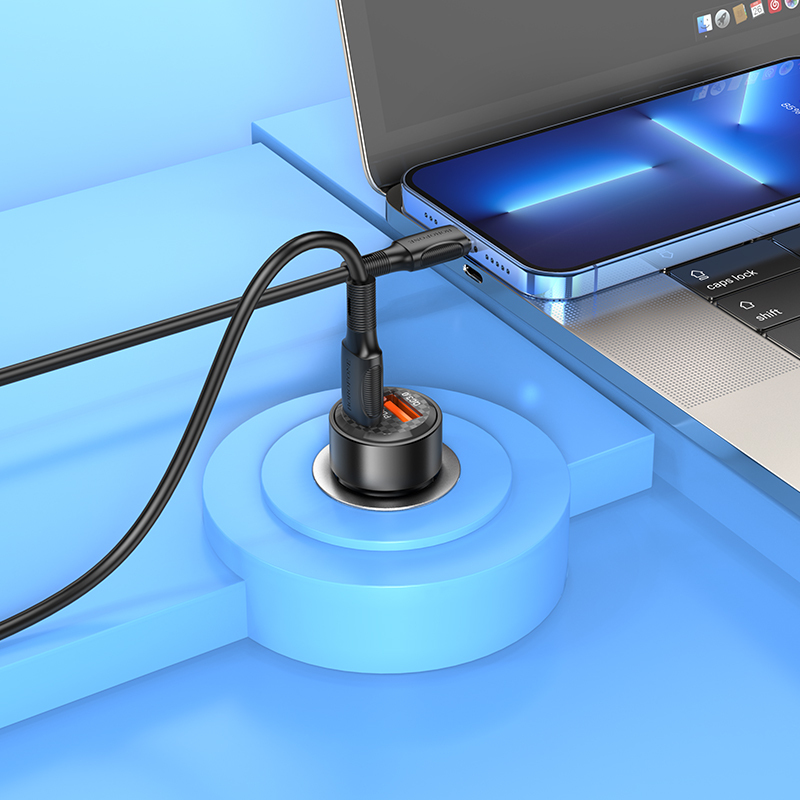 Borofone autós töltő BZ20 Smart - USB + Type C - QC 3.0 PD 38W fekete