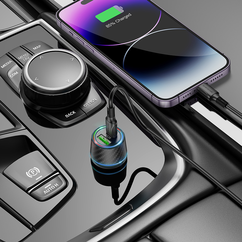Borofone autós töltő BZ21 Brilliant - USB + Type C - QC 3.0 PD 48W fekete
