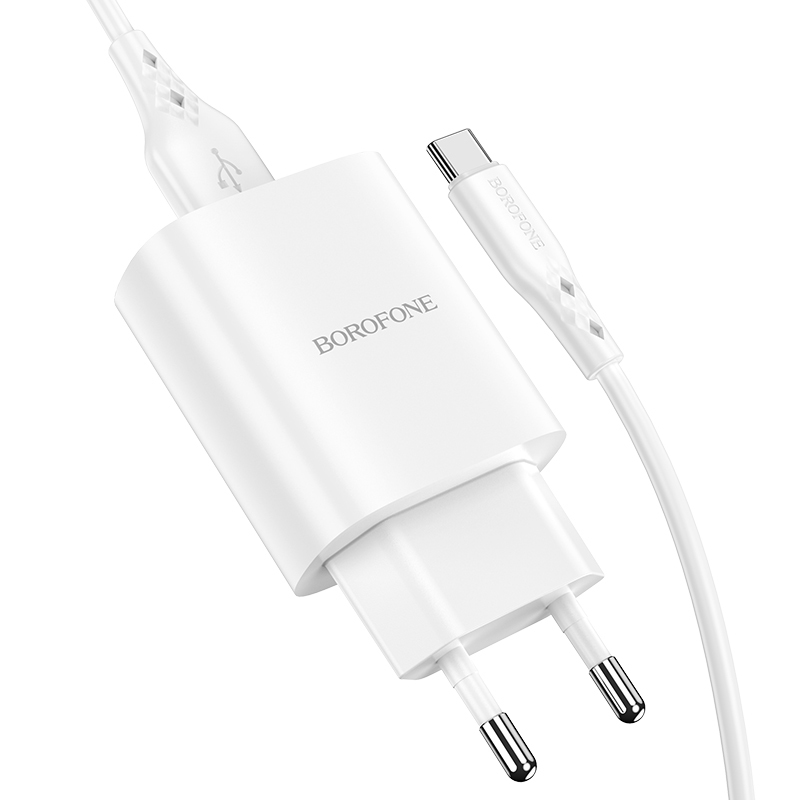 Borofone fali töltő BN1 Innovative - USB - 2,1A USB - Type C kábellel fehér