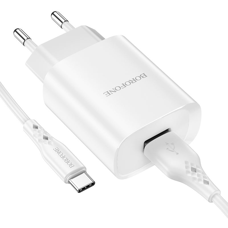 Borofone fali töltő BN1 Innovative - USB - 2,1A USB - Type C kábellel fehér