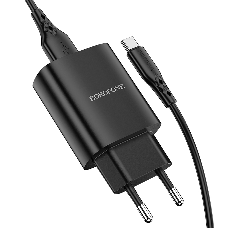 Borofone fali töltő BN1 Innovative - USB - 2,1A USB - Type C kábellel fekete
