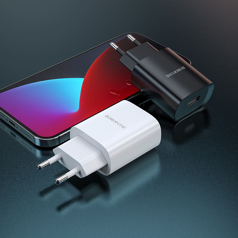 Borofone fali töltő BN1 Innovative - USB - 2,1A USB - Type C kábellel fekete