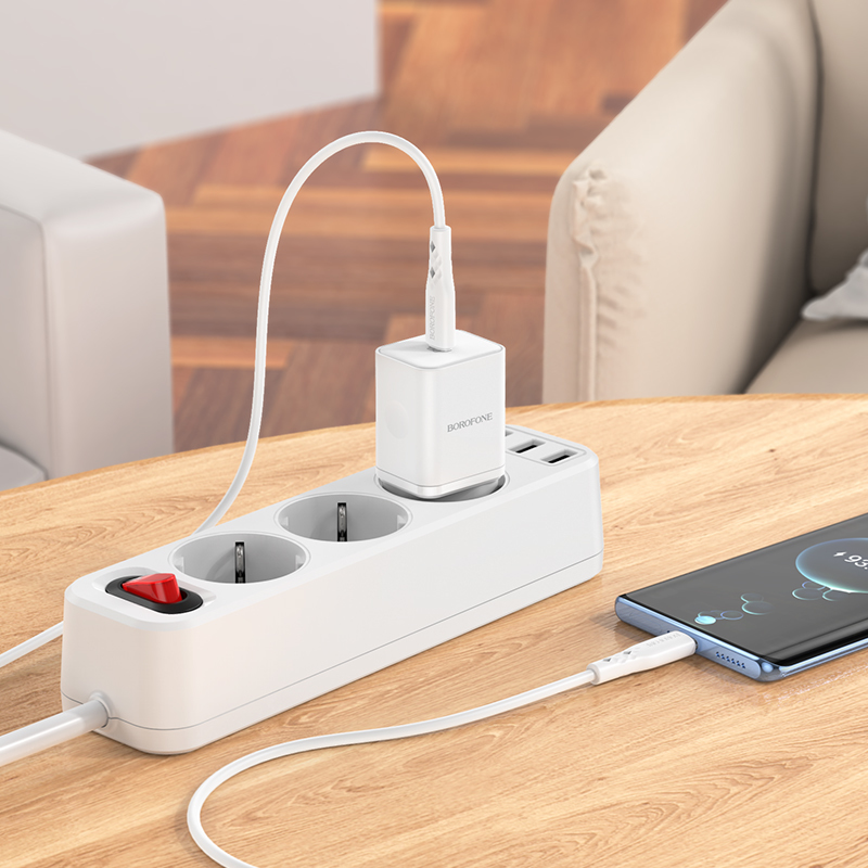 Borofone fali töltő BN6 Field - Type C - QC 3.0 PD 20W fehér