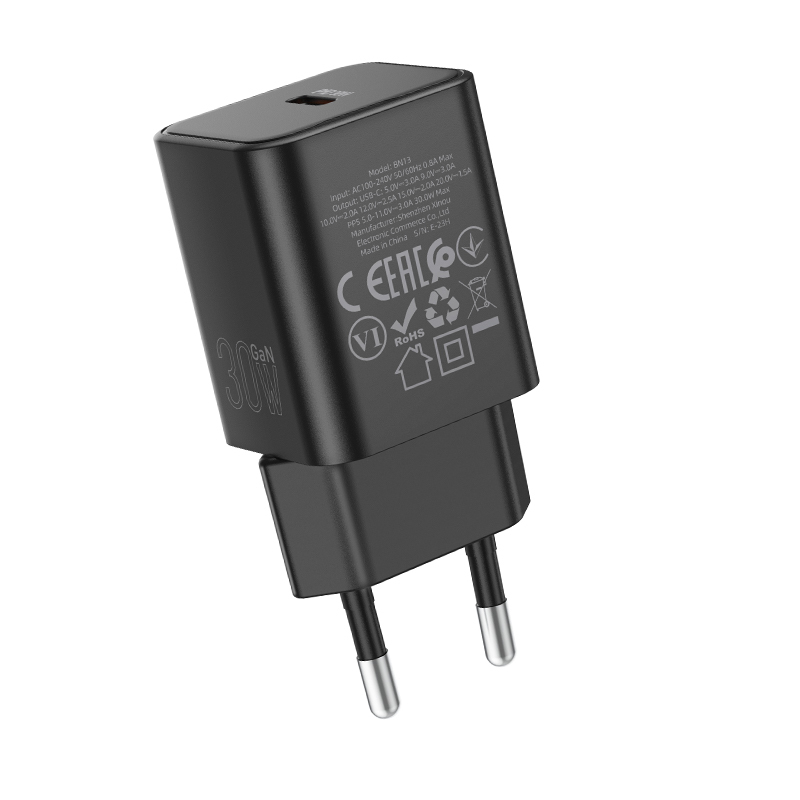 Borofone fali töltő BN13 Safety GaN - Type C - PD 30W fekete