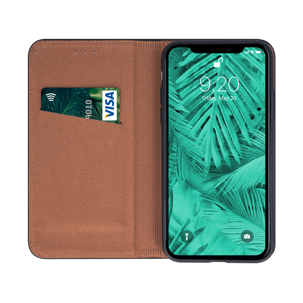 Samsung Galaxy A51 eredeti bőr oldalra nyíló tok, fekete (Genuine Leather Smart Pro)