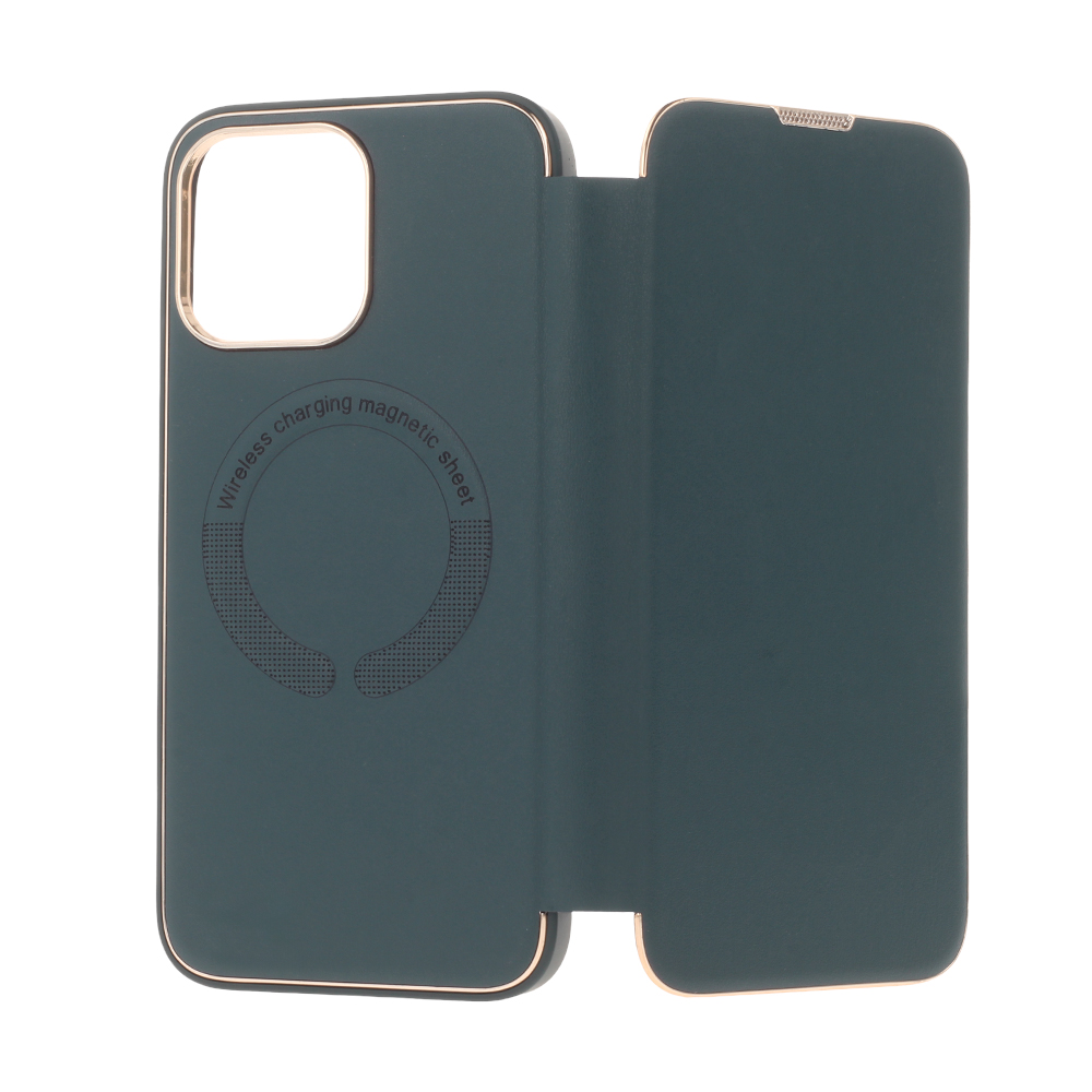 iPhone 11 Smart Gold Frame Mag tok, sötétzöld