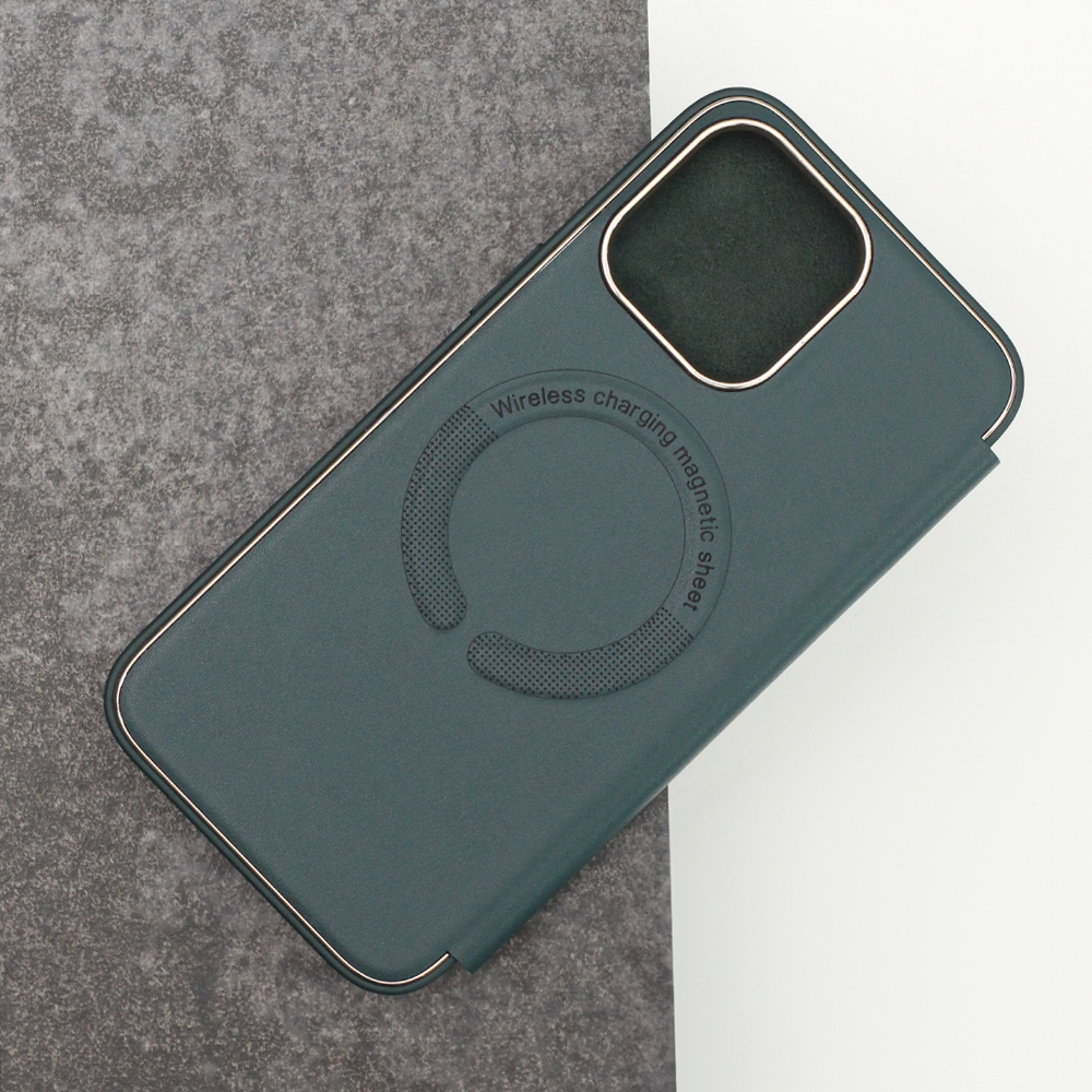 iPhone 11 Smart Gold Frame Mag tok, sötétzöld
