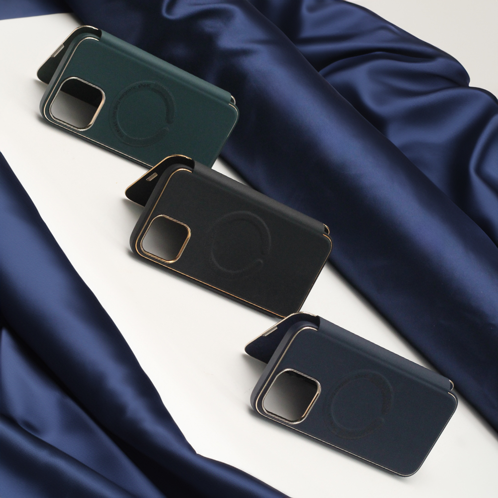 iPhone 11 Smart Gold Frame Mag tok, sötétkék