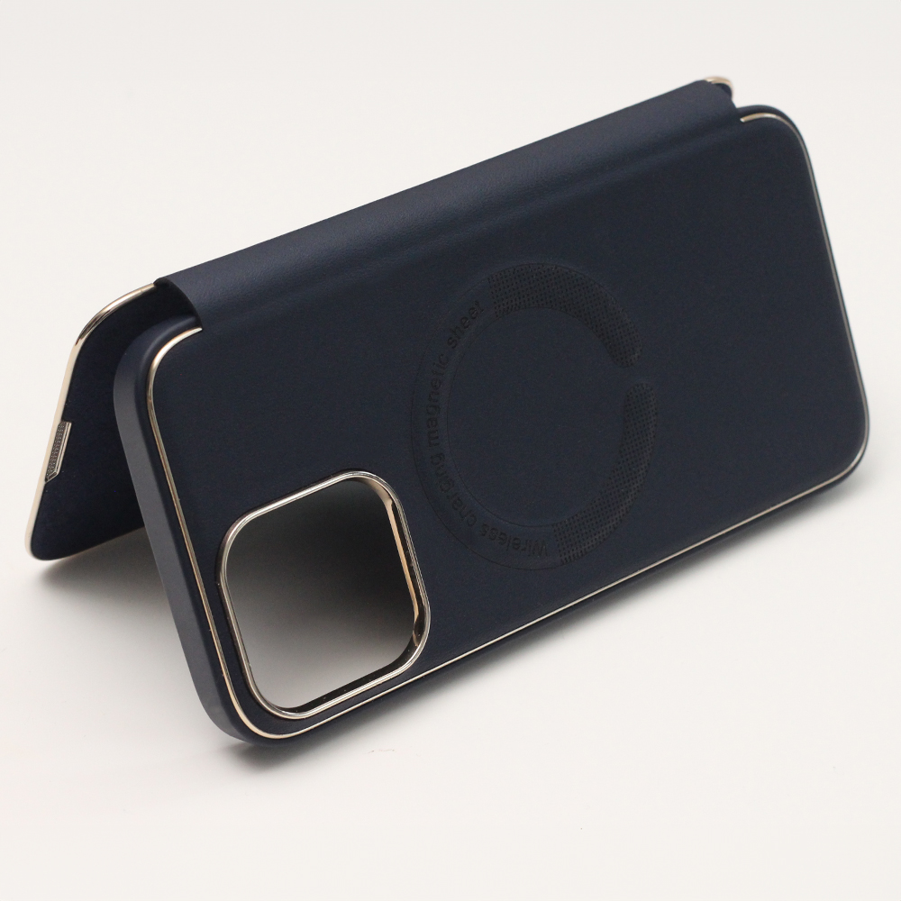 iPhone 11 Smart Gold Frame Mag tok, sötétkék