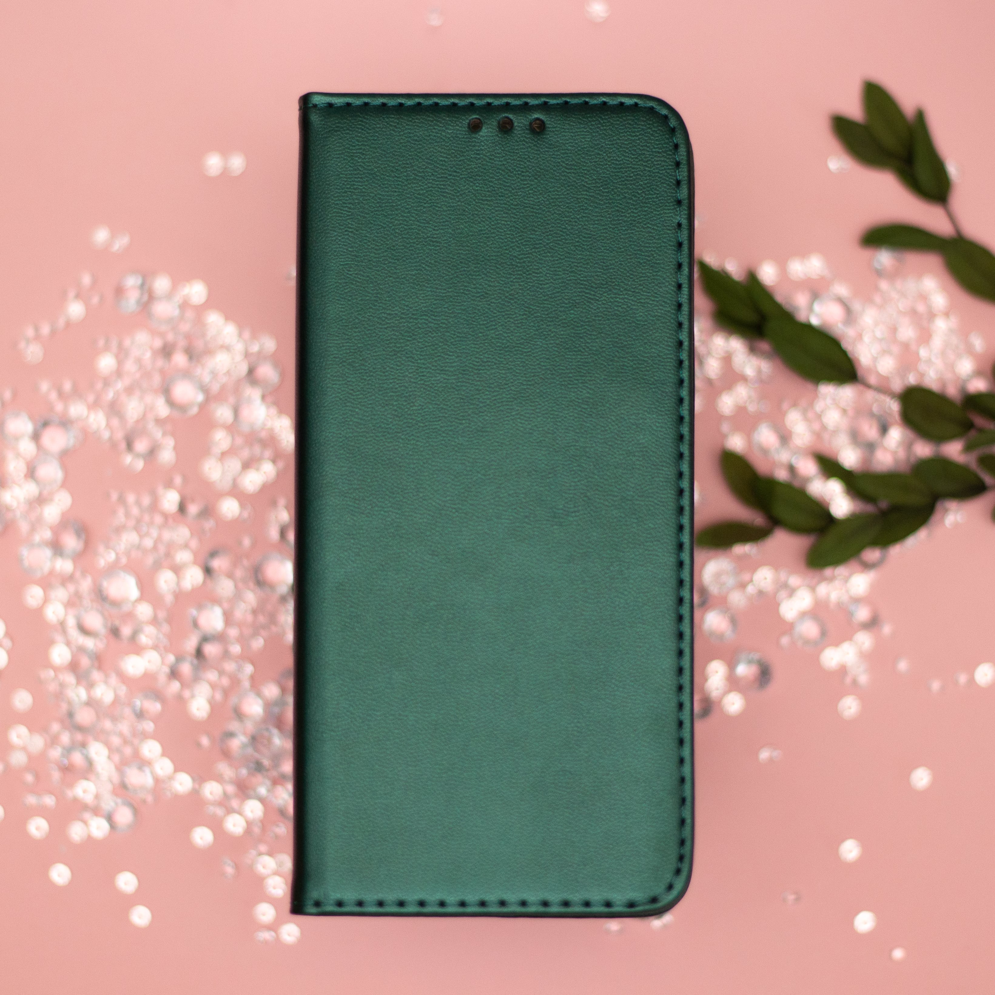 Samsung Galaxy S24 Plus sötétzöld mágneses könyvtok bőr hatású, SMART