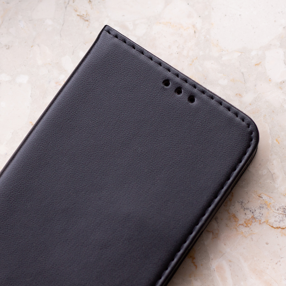 Samsung Galaxy S22 fekete mágneses könyvtok bőr hatású, SMART