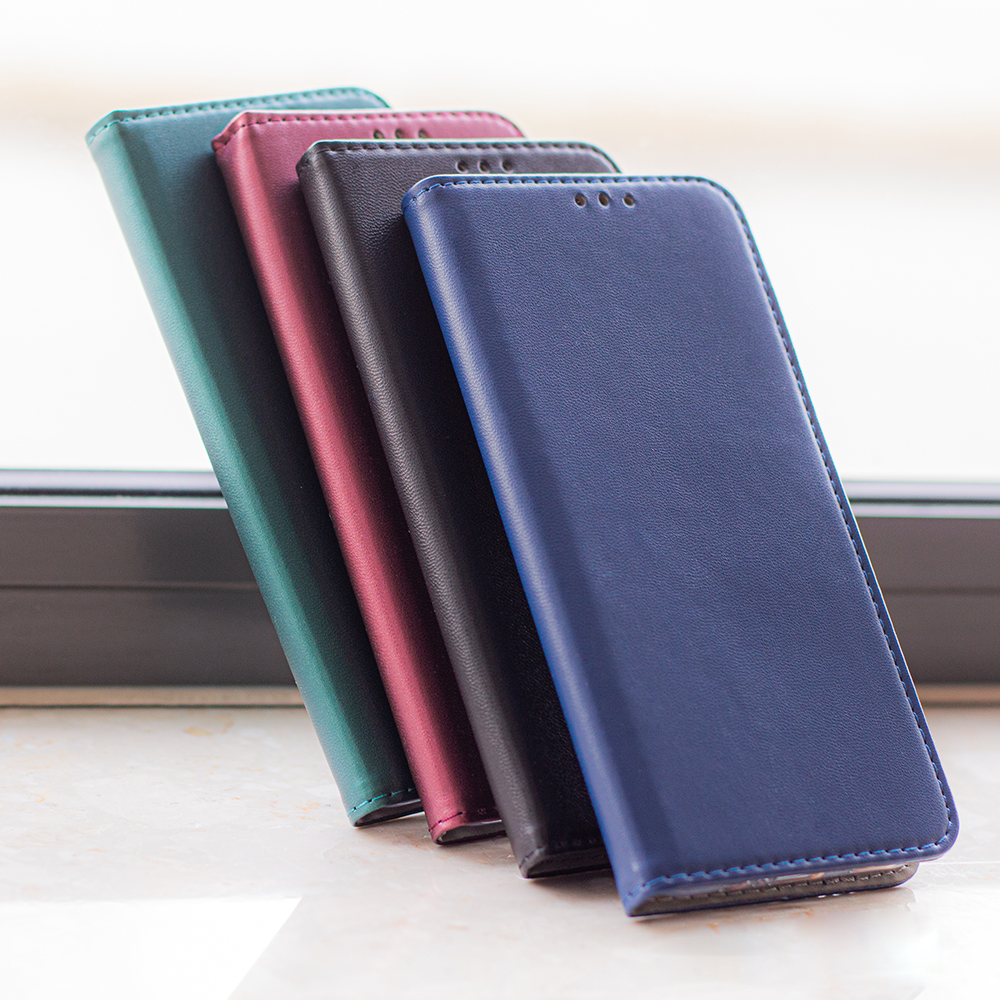 Xiaomi 14 fekete mágneses könyvtok bőr hatású, SMART