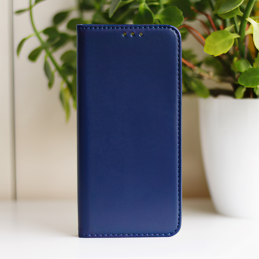 Huawei P Smart 2019 / Honor 10 Lite sötétkék mágneses könyvtok bőr hatású, SMART