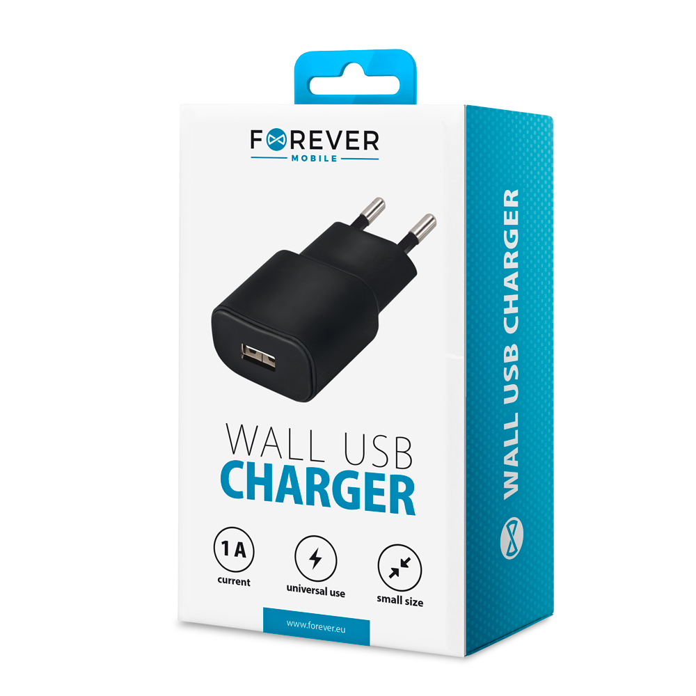 Forever TC-01 hálózati töltő 1x USB 1A fekete