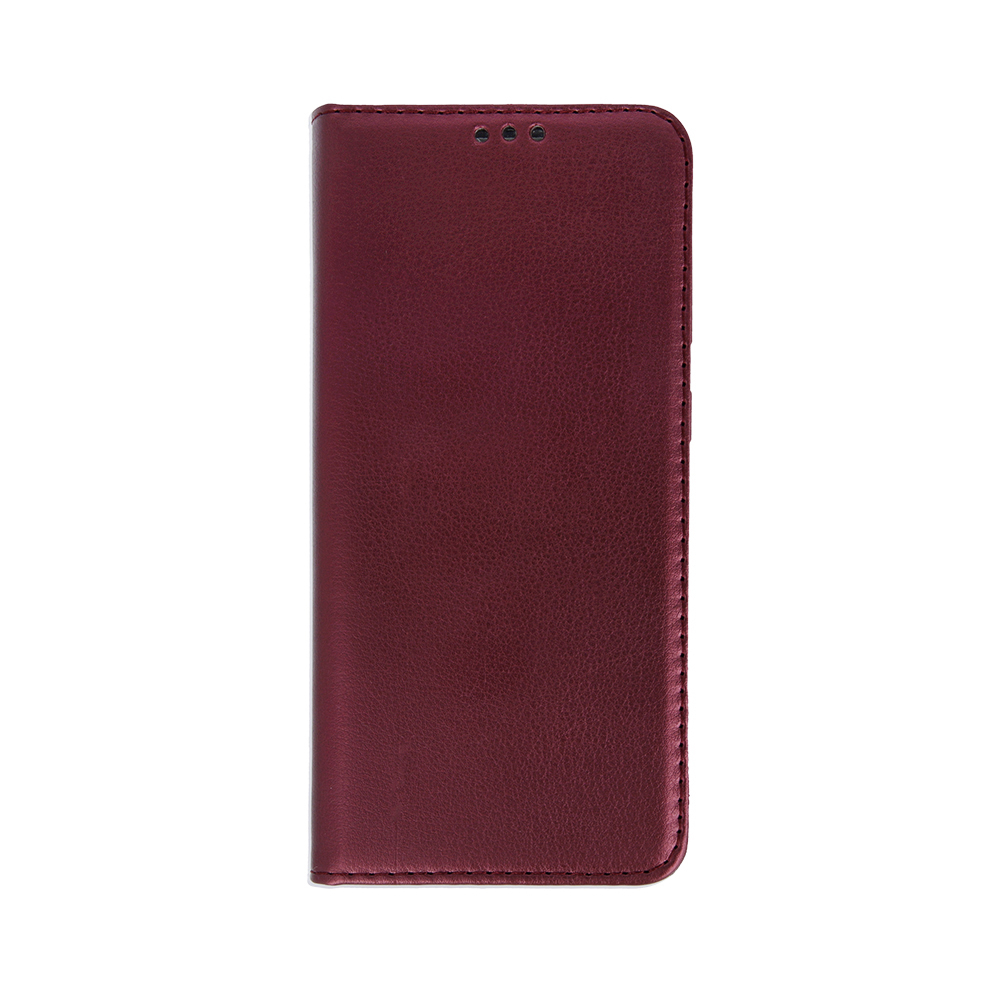 Samsung Galaxy S25 Plus burgundy mágneses könyvtok bőr hatású, SMART